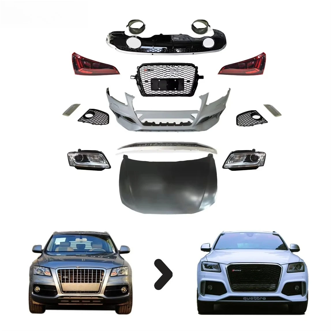 

Комплект обвесов STLF Factory Hot Sale для Audi Q5 2008-2012 8R 2.0 3.2 TDI FSI TFSI Quattro, обновление до стиля RSQ5 2013-2017