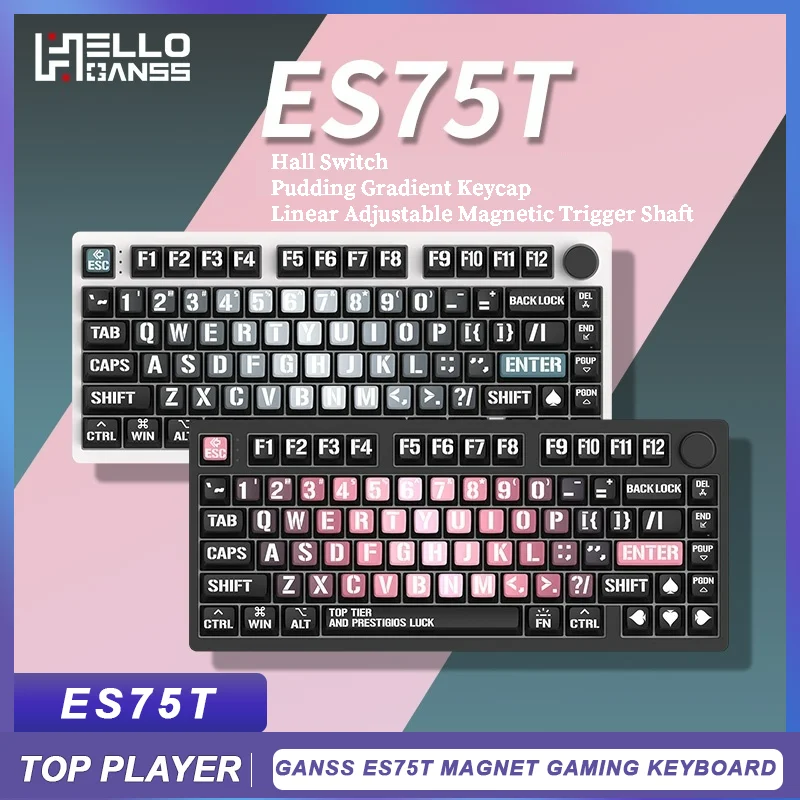 

Ganss Es75t Gaming Keyboard Magnet Switch Hut Plug Tri-Mode Wireless 2.4g Official Driver Fps Rts Gaming Customised Keyboards