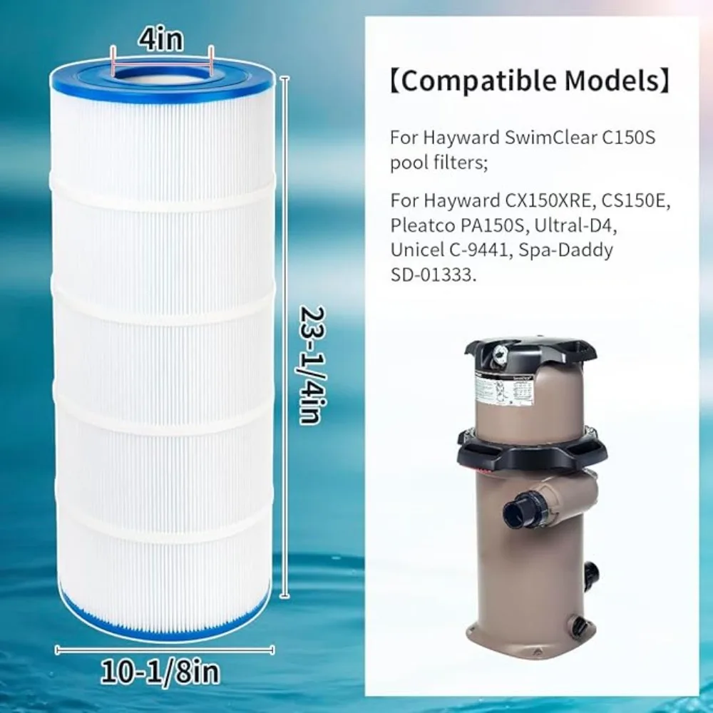 Filtro de Piscina C150S Compatible con Hayward CX150XRE, C150S, CS150E, para Unicel C-9441, PA150S, Ultral-D4, 150 Sq. Pies