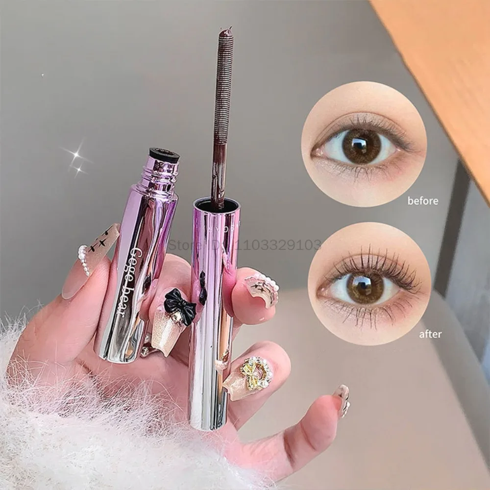 Mascara per ciglia impermeabile Trucco Fibra di seta Nero Marrone Mascara senza sbavature Estensione ciglia Allungamento spesso Ciglia cosmetiche