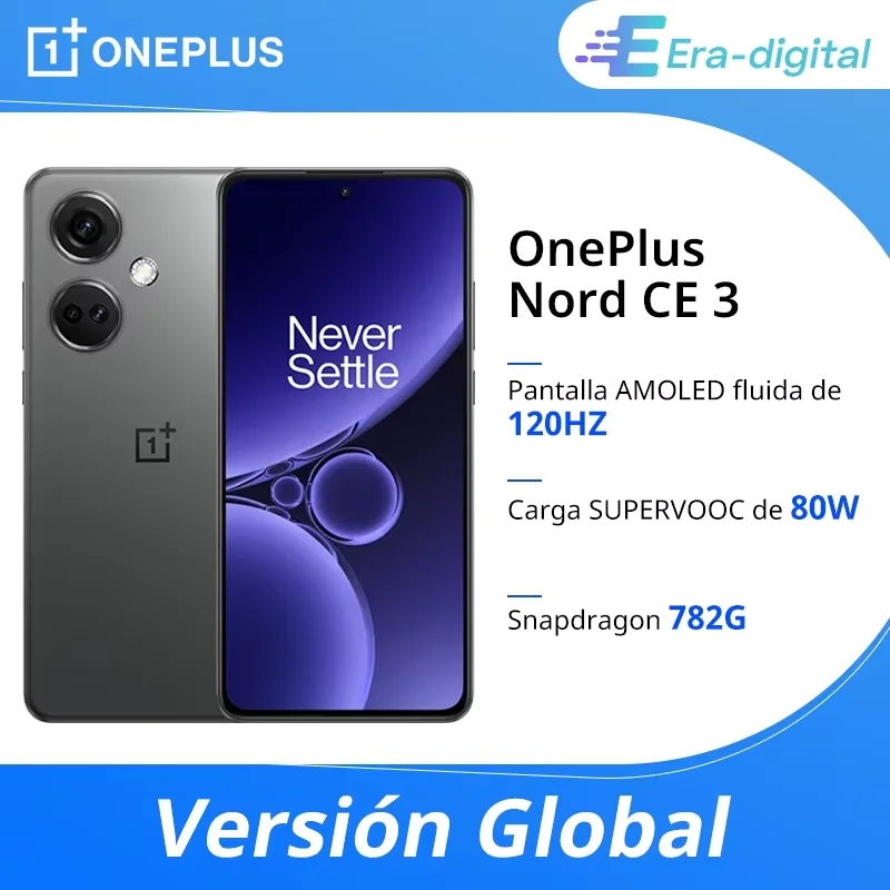 Global version OnePlus Nord CE 3 5G Snapdragon 782G 120Hz Fluid AMOLED 80W SUPERVOOC 5000mAh main camera battery 50MP IMX890