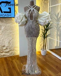 Haute Coutures Fashion Celebrity Dresses Mermaid Illusion Off Shoulder Red Carpet Runway Dresses Luxury Vestidos De Noche