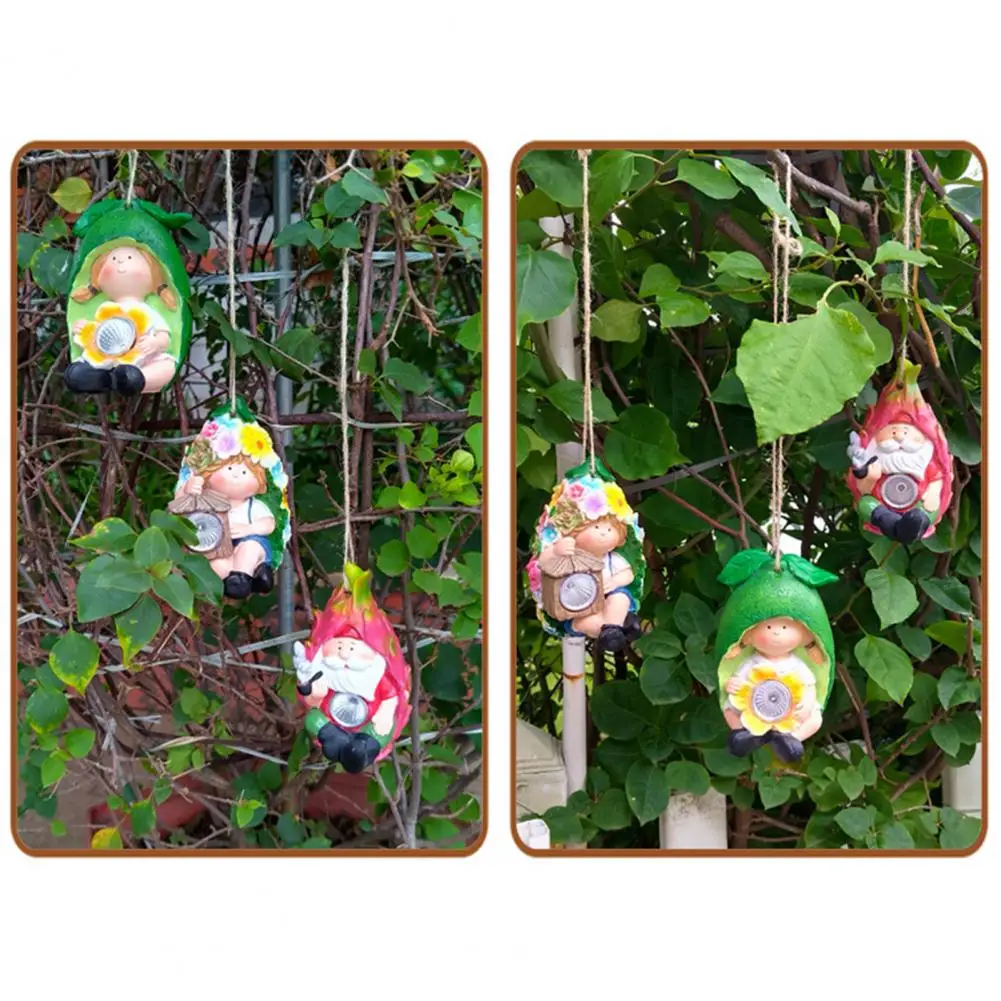 

Solar Garden Elf Decoration Solar-powered Garden Elf Decor with Resin Fruit Figurine Funny Gnome Statue for Outdoor for Garden