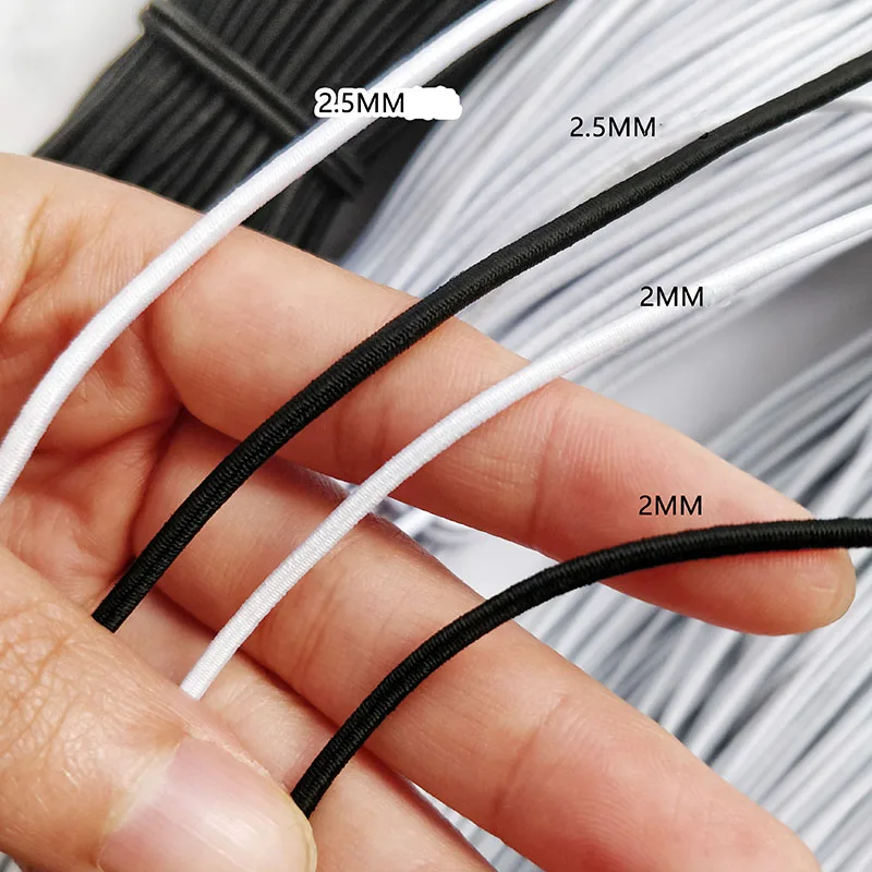 L: 5 ~ 400 متر 0.5/0.8/1/1.5/2/2.5/3.5/4/5/6/8/10 مللي متر حبل مرن قوي أبيض/أسود حبل مرن عالي الجودة للحرف اليدوية ذاتية الصنع #3