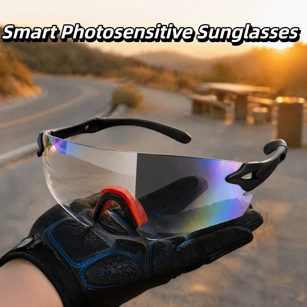 UV400 Photochromic Cycling Glasses Anti-UV Windproof Sports Fashion Color Changing Sunglasses Transparent Photochromic Lenses