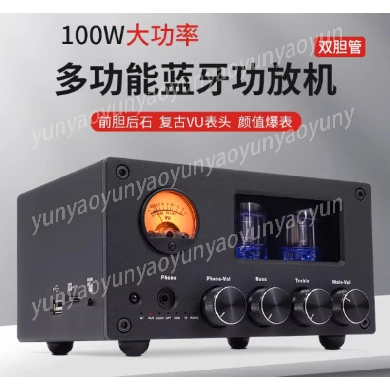 

Миниатюрный ламповый интегрированный усилитель для настольного использования, Hi-Fi стереоусилитель мощности с Bluetooth, аудиофильская система для полочных колонок