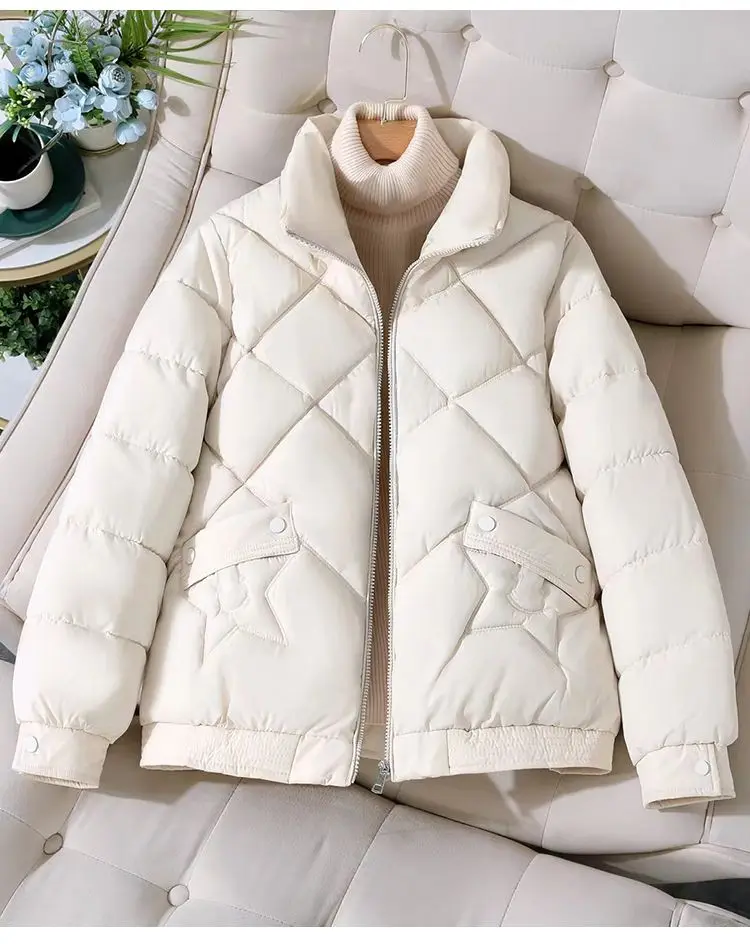 Winter Jacket Women's Stand collar Cotton Warm Coat Korean Loose Ladies Thicken Short Coat Solid Casual Student Jackets Female