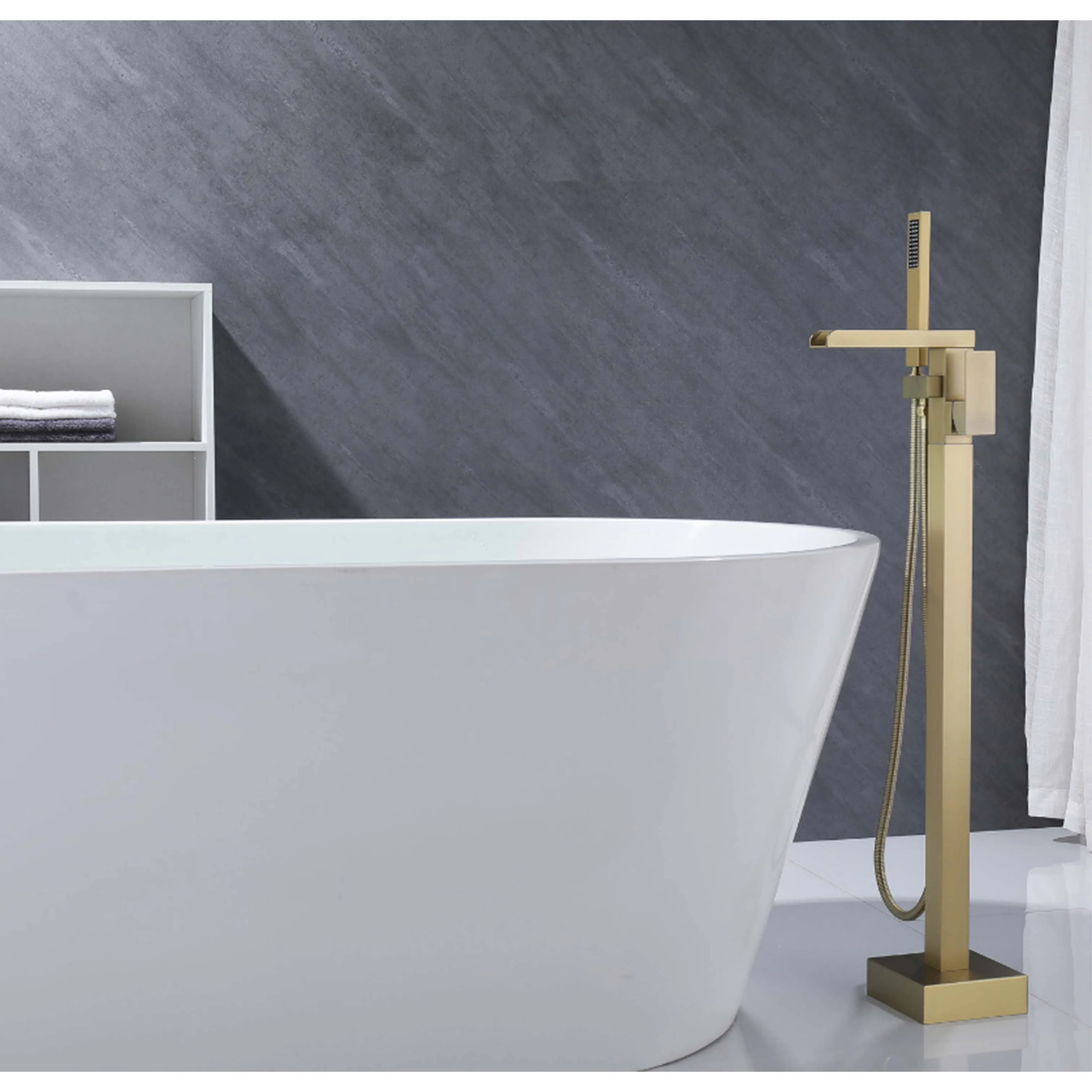 Floor Mounted Stainless Steel Shower Set Rain Spray Ceramic Dual Handle Modern Design for Bathroom Bathtub Faucet Hand Shower