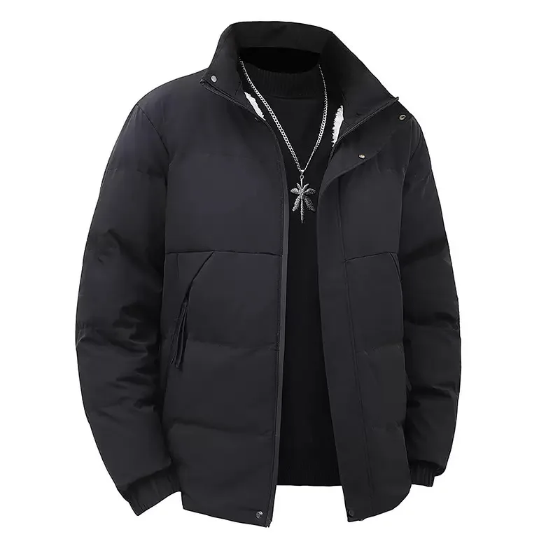 Autumn and Winter Fashion Solid Color Thickened Cotton Padded Coat Men's Loose Sports Windproof Large Size High Quality Jacket