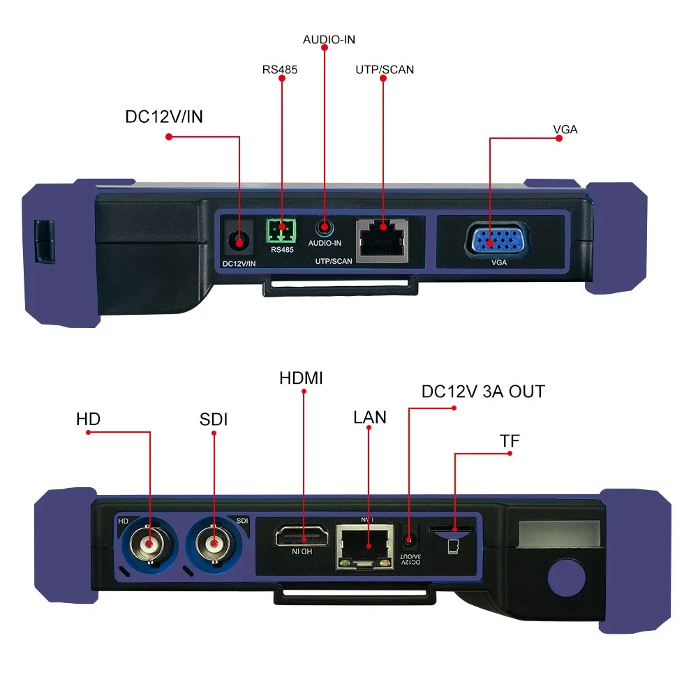 New 4K Purple IPC CCTV Tester 6 In 1 CCTV surveillance camera monitor Full HD 8MP IP AHD CVI TVI SDI camera tester with HDMI VGA