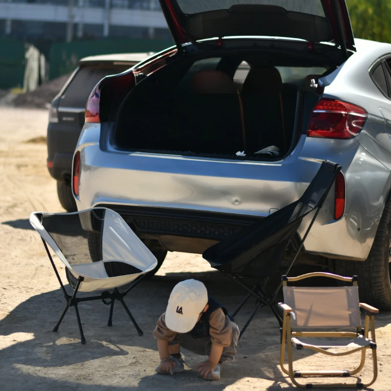 Outdoor Camping Chair Portable Folding Moon Beach Chair Leisure Travel BBQ Fishing Chairs Detachable Picnic Outdoor Furniture image 2