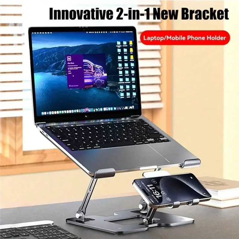 A13E-Laptop Stand Folding Office Stand Heat Dissipation And Anti Slip Foldable Two In One Stand For Mobile Phones Laptops And Ta