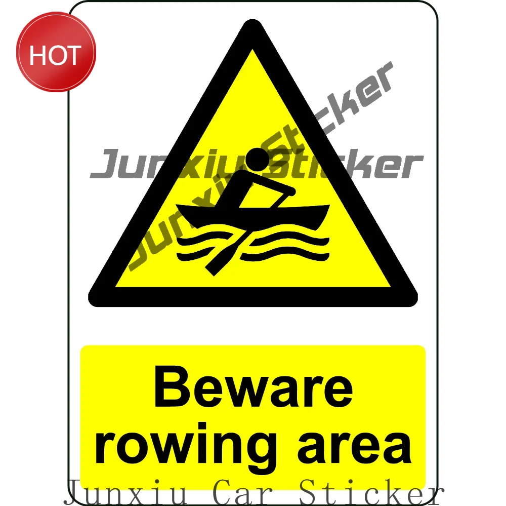 Beware Rowing Area PVC Safety Sticker For Watersports Facilities And Beach Access Points Water Recreation Safety Decal