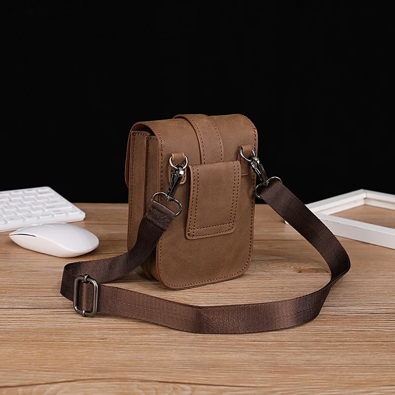 New Trend Small Bag For Men Women Leather Sling Shoulder Crossbody Bag Mobile Phone Bags Purse Male Card Wallet Fanny Waist Bags