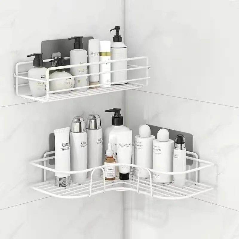 Bathroom Shelf Wall Mounted Corner Storage Shelves Shampoo Holder Iron Shower Drain Basket Bathroom Accessories Organizer