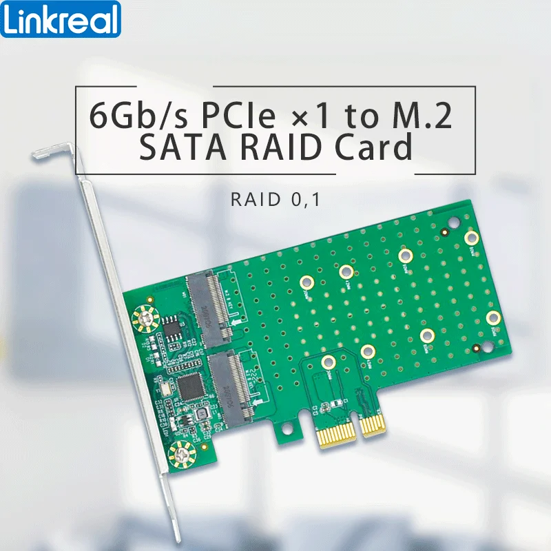 Linkreal PCIe 2.0 to 2x M.2 NGFF SATA RAID Controller Card with ASMedia Chipset 1061R -LRST9661-2IR