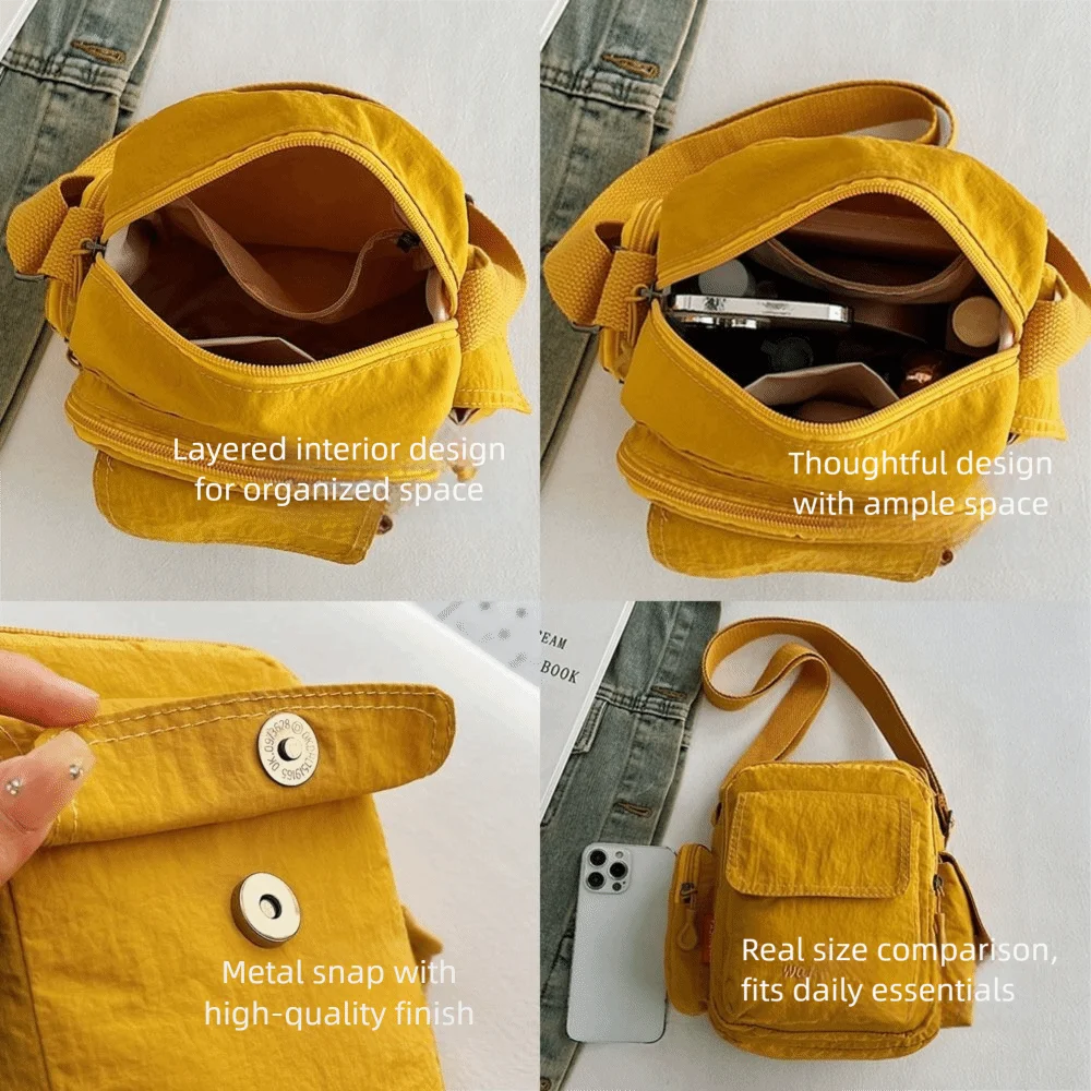 حقيبة ساعي خفيفة الوزن بفتحات متعددة وحزام كتف قابل للتعديل وحقيبة ظهر جانبية من النايلون مناسبة لكل من الرجال والنساء #6