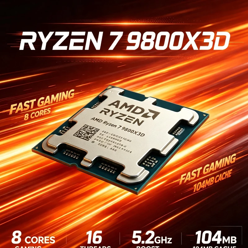 Streaming & 3A Game CPU AMD Ryzen7 9800X3D 4.7GHz 8 Core 16 Thread AM5 DDR5 High Cache Processor No Fan