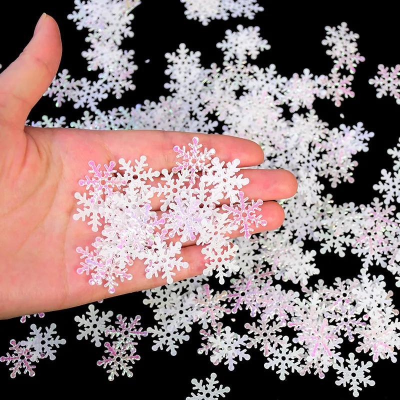 300pcs Christmas Snowflakes Confetti Xmas Tree Ornaments Christmas Decorations for Home Table Winter Party Cake Decor Supplies