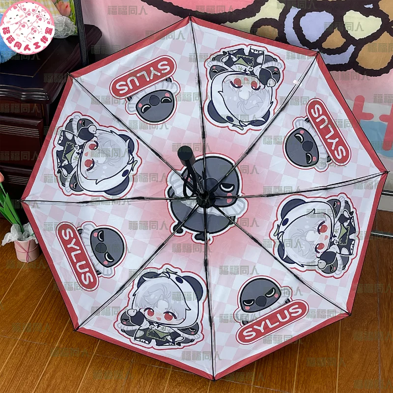 Anime Love and Deepspace Sylus Cosplay Q Edition Vinyl Umbrella Cartoon Folding Rainshade Bumbershoot Sunshade En-toutcas Xmas