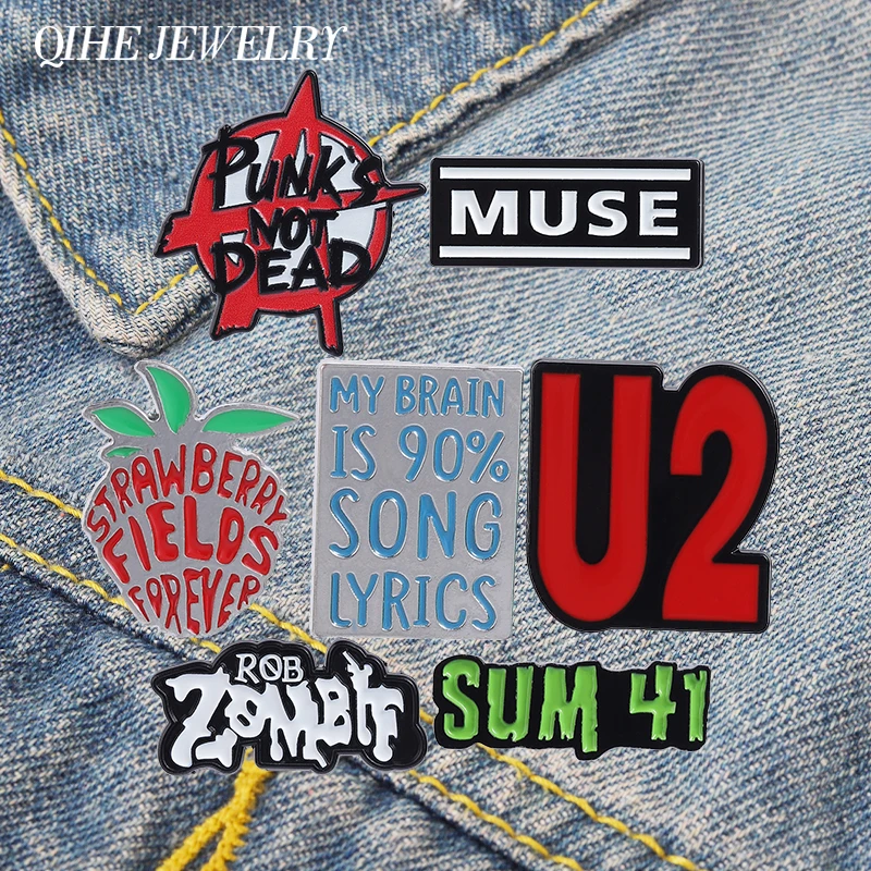 Rock Punk Band Enamel Pin Punk's Not Dead Strawberry Fields Forever Brooch Backpack Lapel Badge Pop Jewelry Gift for Fans Friend