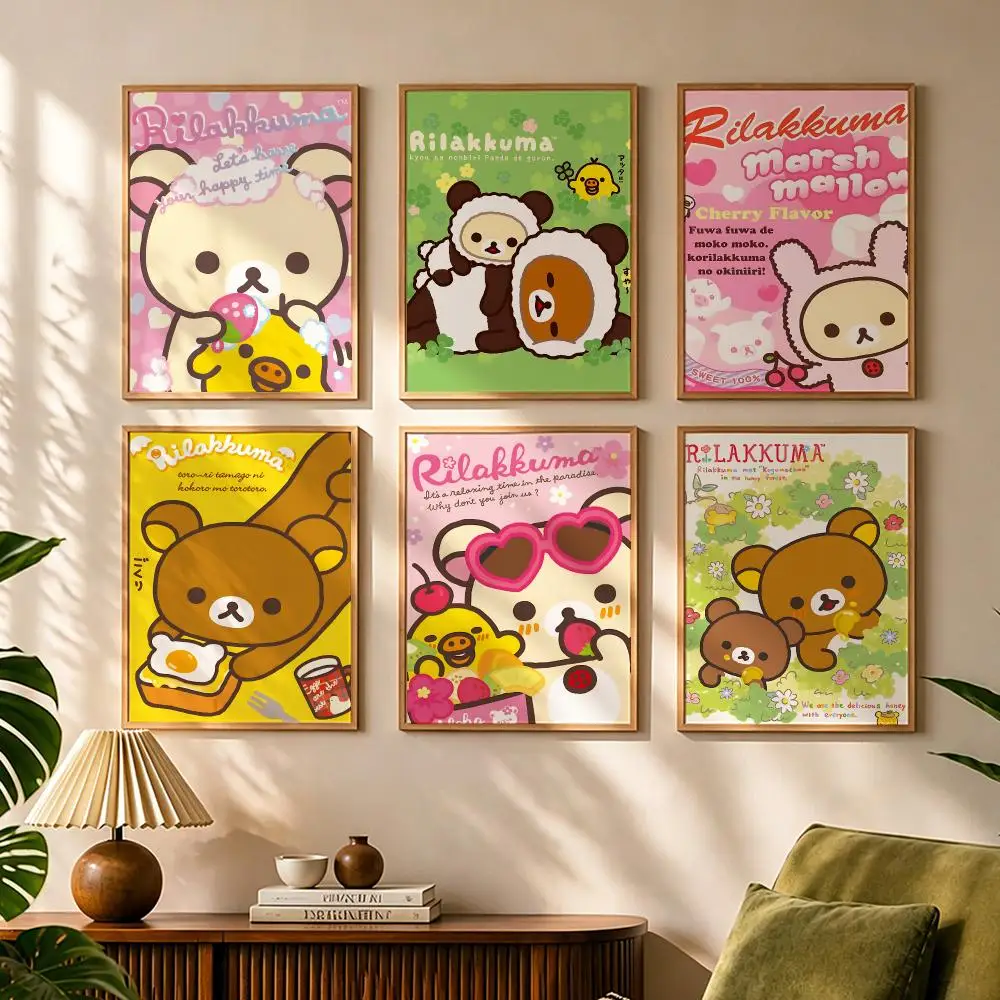 Cute Character R-Rilakkuma Painting Calligraphy Canvas HD Poster Waterproof Fade Resistant Wall Art Print for Home Decor