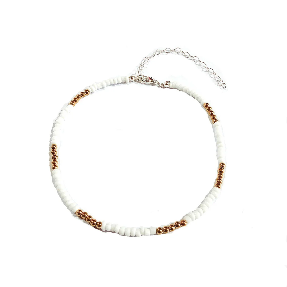 

1pc Bohemian Short Necklace Handmade Neck Lace Stylish Universal Beads Jewelry For Women White Durable Heat Resistant Elegant