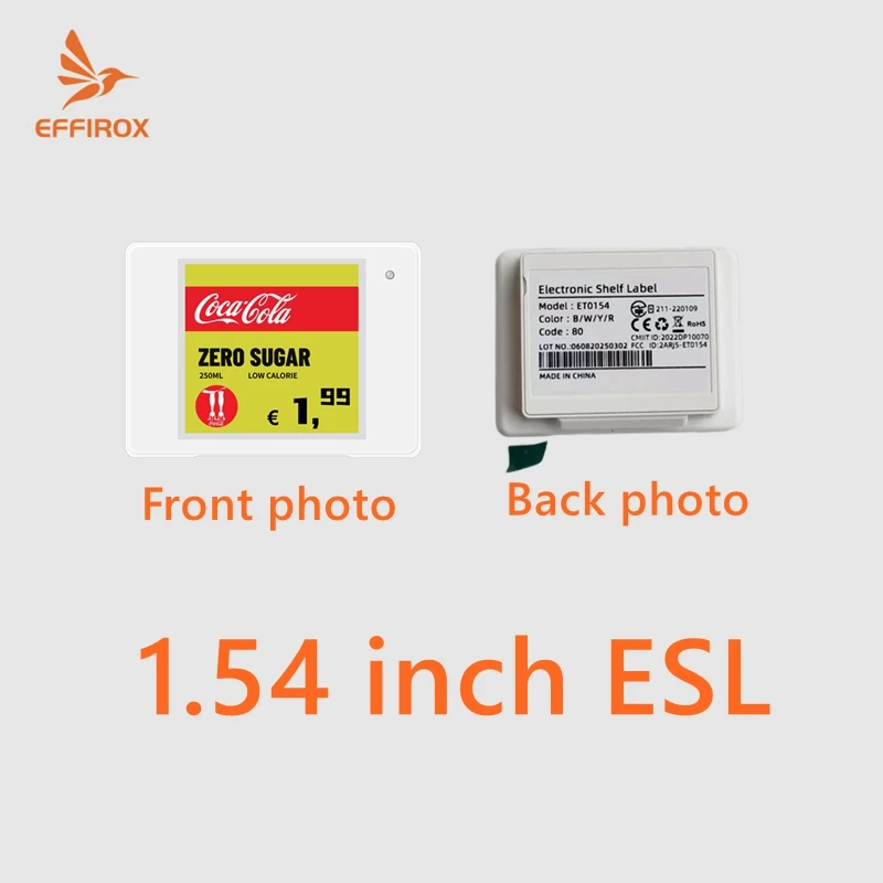 Etichette per scaffali elettronici da 1,54 pollici Etichette dei prezzi digitali E ink Epaper Etichette dei prezzi digitali ESL per negozi