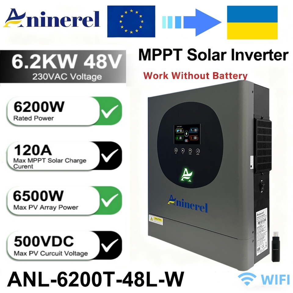  Aninerel 6.2KW 48V 4.2KW 24V NEW Hybrid Solar Inverter Dualoutput household Pure Sine Wave Inverter MPPT Solar Charge Controller 