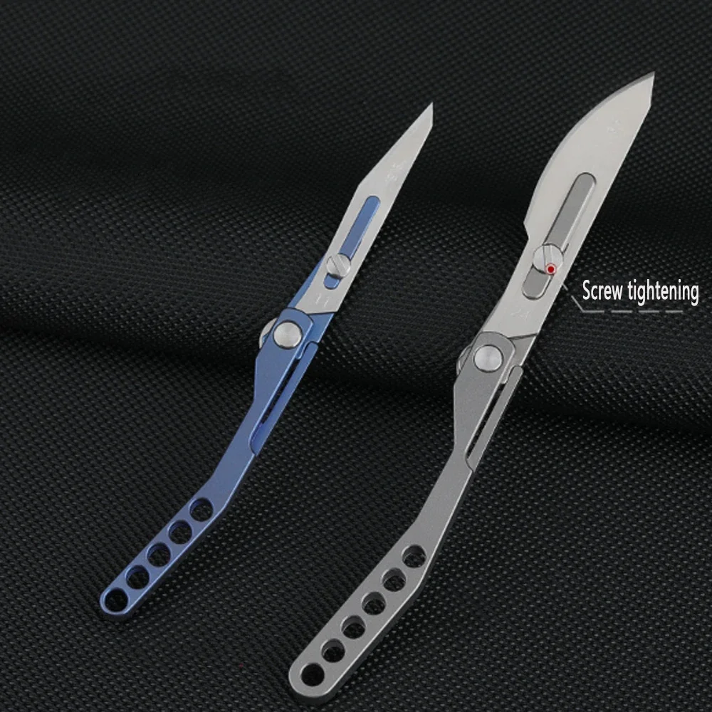 Titanium Alloy Scalpel EDC Outdoor Folding Knife Unpacking Pocket Knife Outdoor Camping Knife No. 23/11 Scalpel Key Buckle