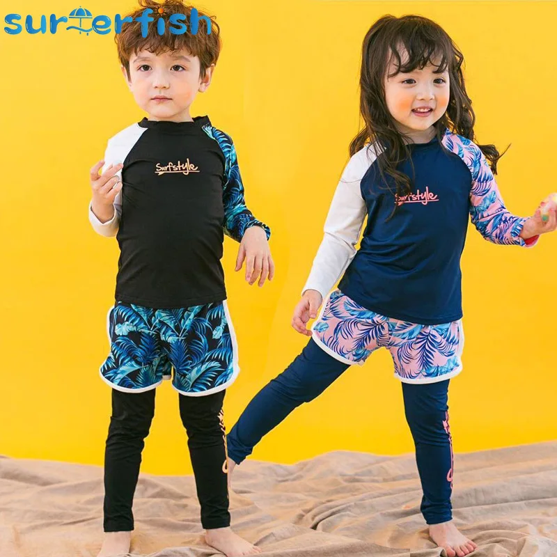 swimwear 2024 toddler swim Three Piece Long Sleeve Cover up baby girl swimwear kids girls boys Swimsuits Patchwork Swimwear