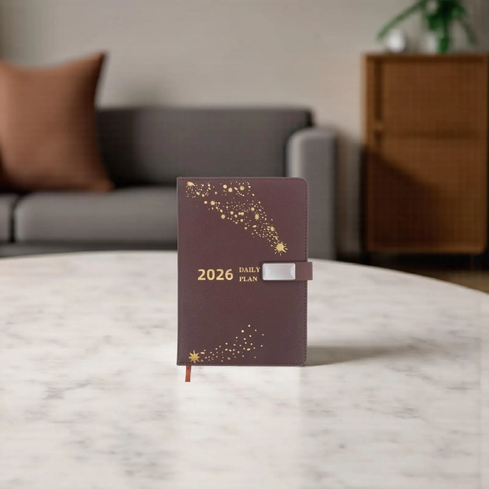 

2026 A5 Daily Weekly Planner Notebook PU Cover Monthly Index Bookmark Stylish Minimalist Journal Agenda Organizer for Office