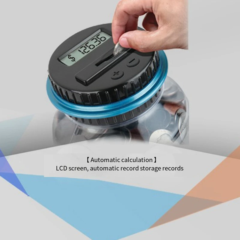 A16R-1Pcs Piggy Bank Money Box Jar 1.8L Counter Electronic Digital LCD Counting Coin Money Box Coins Storage Box Jar