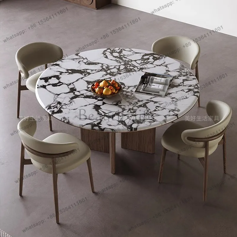 French medieval Bulgari marble round table luxury stone small apartment dining table