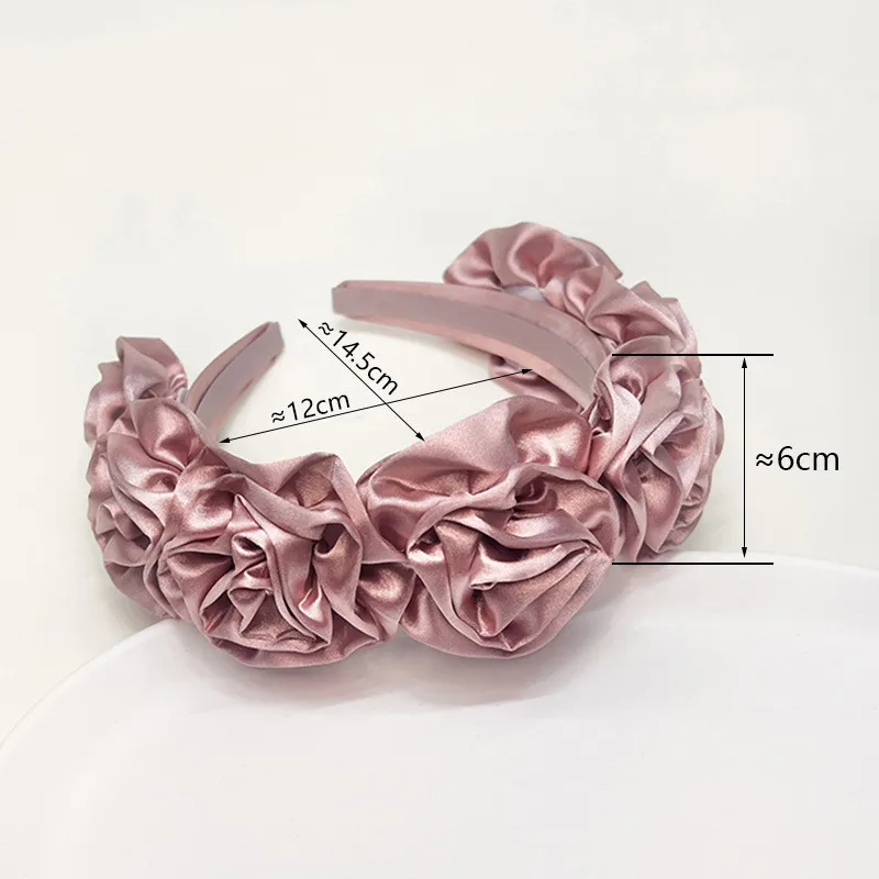 New Fashion Boho Big Rose Red Flower Thick Headband For Women Wide Hairbands Elegant Girl Hair Accessories Vintage Headband