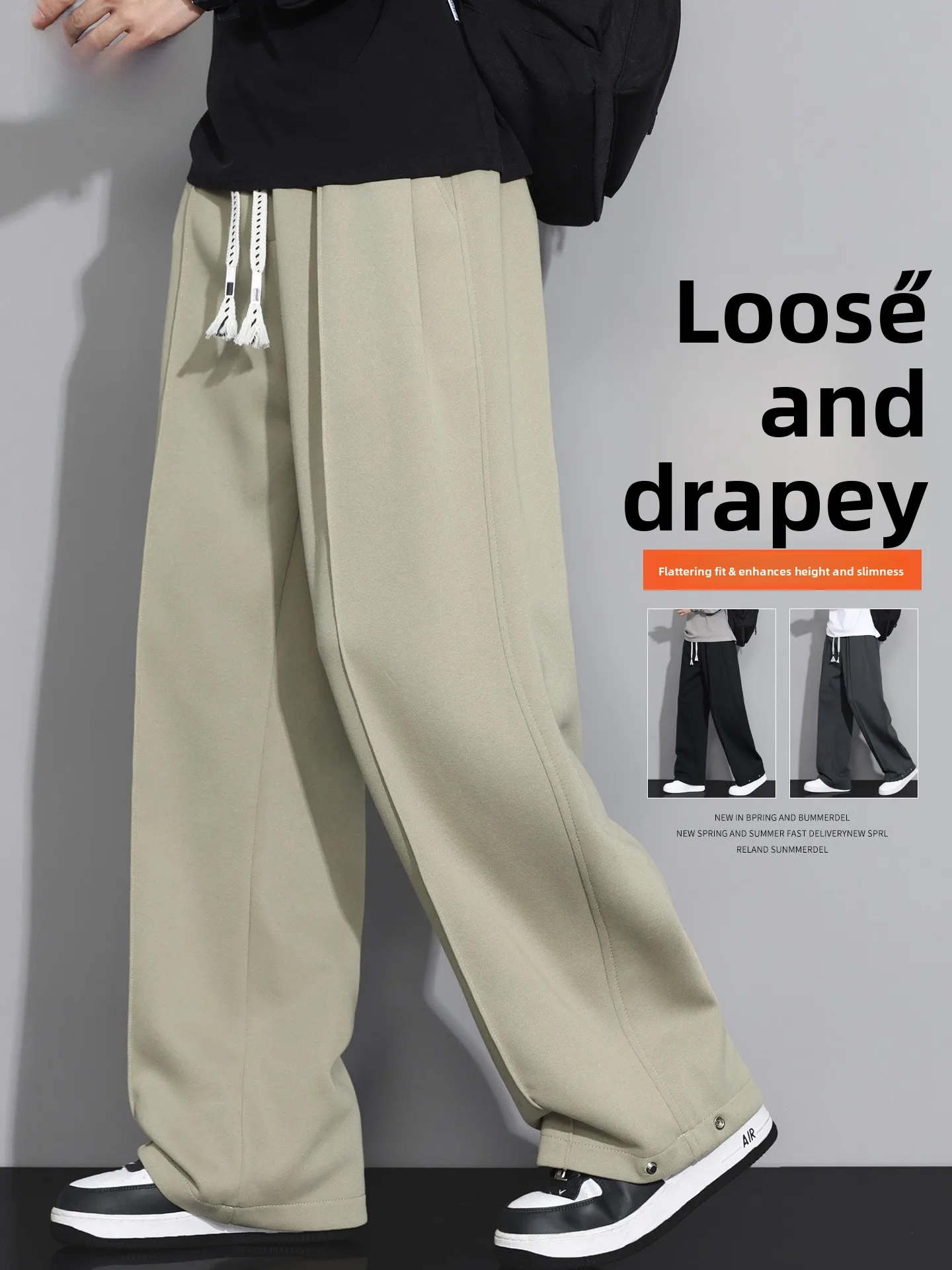 

Men's Casual Straight Leg Pants Spring Autumn Loose Fit Comfortable Loose Feeling Slimming Casual Trousers Faionable Youth ...