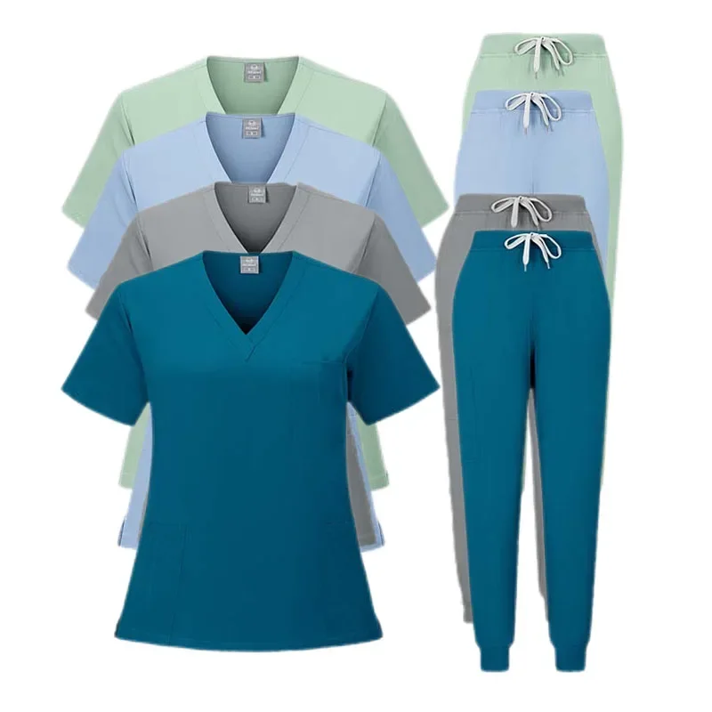 

Nursing Scrubs Set Women Beauty SPA Uniforms Pet Clinic Store Veterinary Dentistry Work Clothes Medical Nurse Surgical Top+Pants