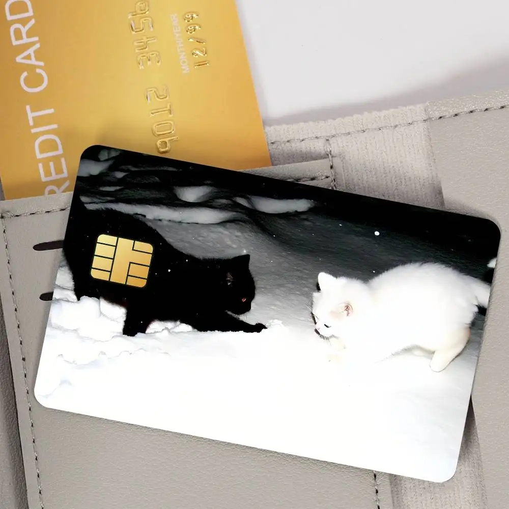 Kawaii Cute Cat And Dog Poster Waterproof Film skin Cover 4PCS Credit Card stickers Debit Front Decoration Bank Subway Pass