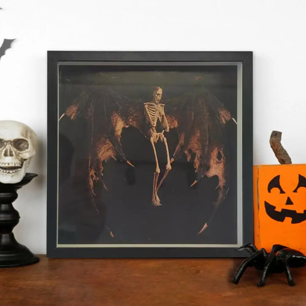 Bat Skeleton Ornament Spooky Halloween Bat Winged Demon Skeleton Decoration Black Frame for Home Decor Gift Giving Demon Skull