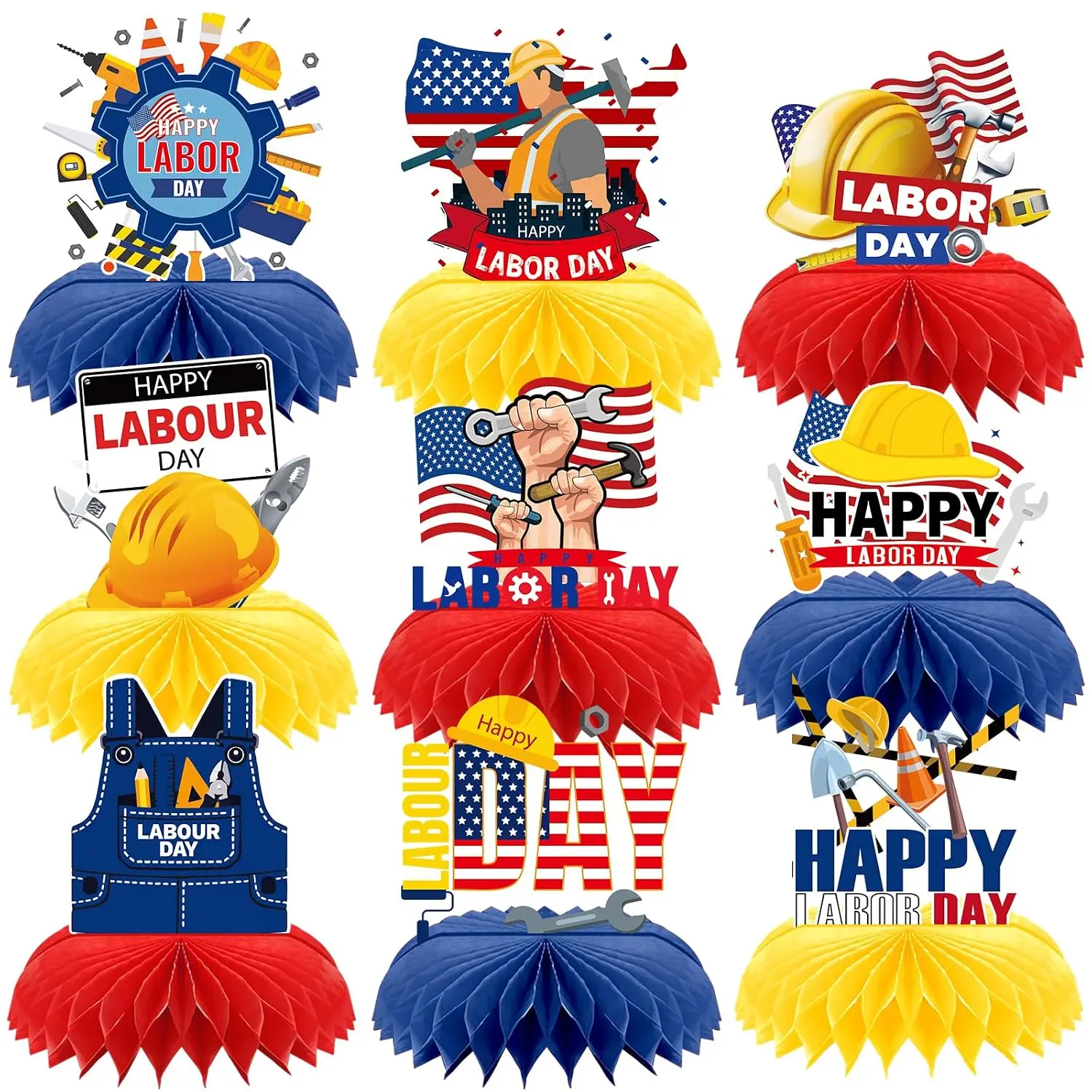 Labor Day Patriotic Decorations 9 Pcs American Party Set