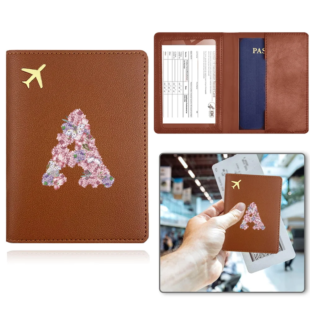 PU Passport Cover Passport Protector Portable Passport Lid Container Travel Business Card Cash Storage Case Rose Flower Pattern