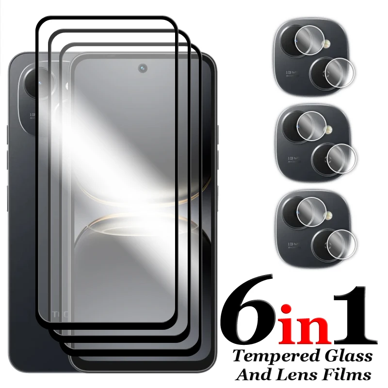 

6in1 For Tecno Spark 40C Glass For Spark 40C 40 Pro Tempered Glass 2.5D Full Cover Screen Protector For Tecno Spark 40C Film