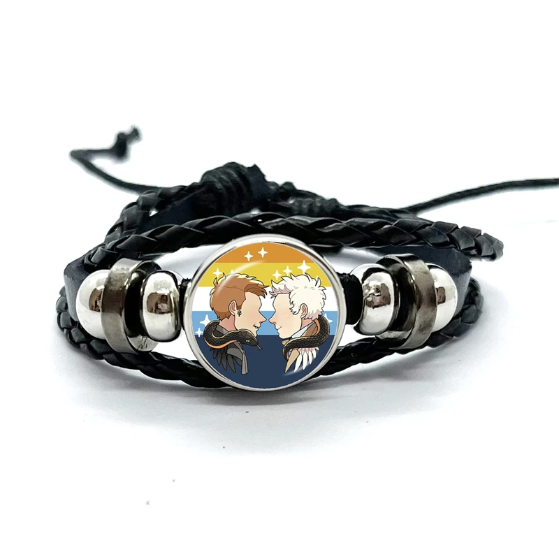 Good omens Leather Bracelets Angel Colourful contexts Funny Multilayer Braided Bracelets Bangles Handmade Jewelry Gifts