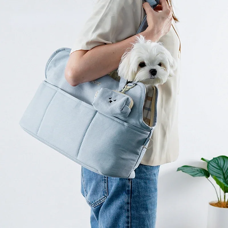 Korean Version of Travel Travel Pet Kennel Shoulder Messenger Bag Maltese Bichon Puppy Bag