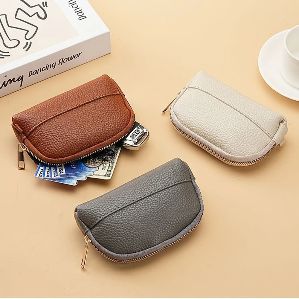 Vintage Zipper Coin Purse Short Wallets Simple PU Leather Mini Clutch Card Holder Portable Small Wallet Money Bag for Women Men