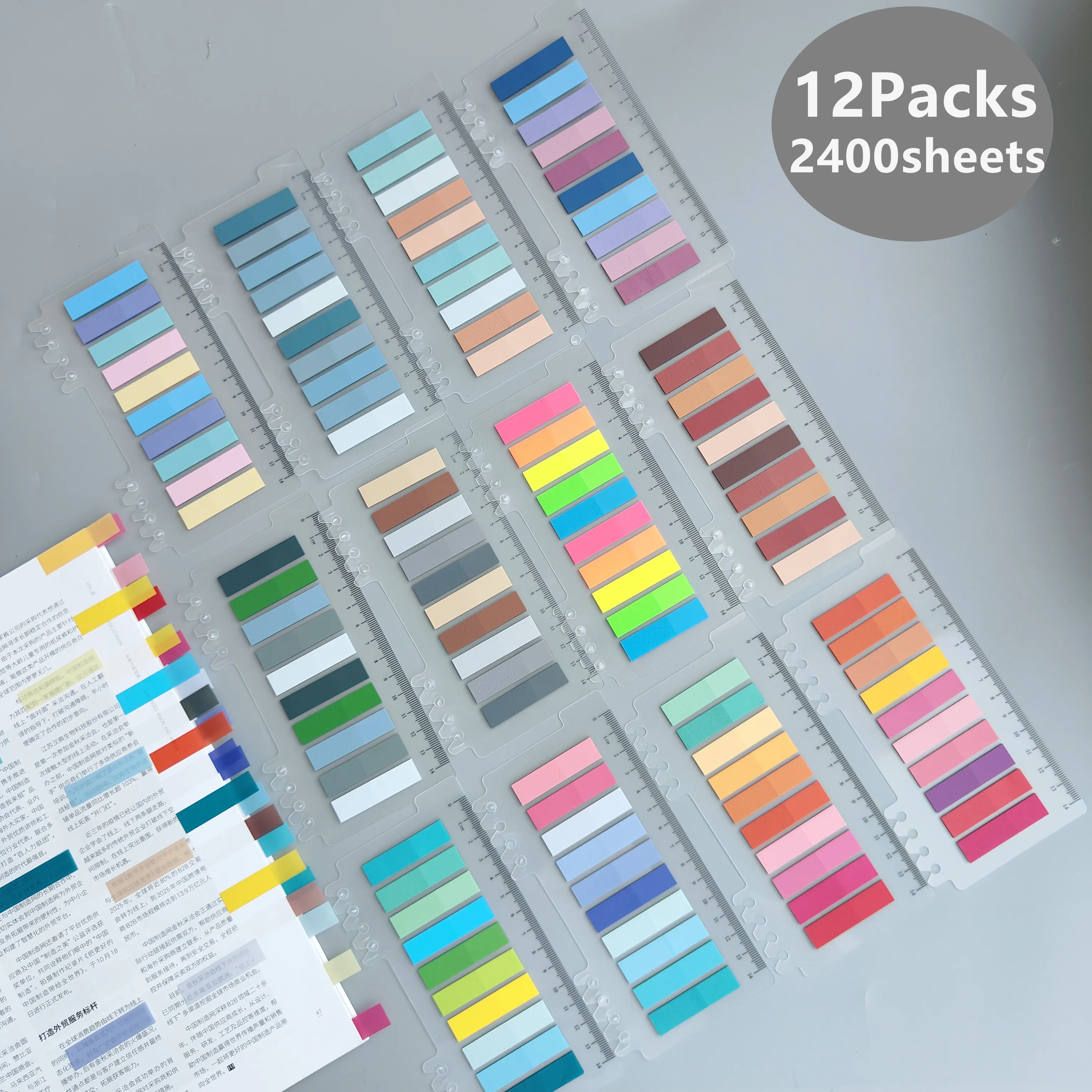 2400 Sheets Transparent Sticky Notes Self -Adhesive Book Marker Stickers Annotation Tabs Paper Stationery School Office Supplies