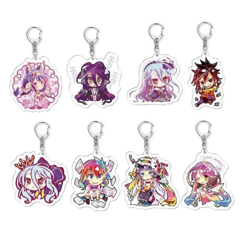 Animation Derivatives Acrylic Key Chain Sora Shiro Jibril Hollow Hatsuse Izuna Cartoon Q Version Pendant Creative Gift To Friend