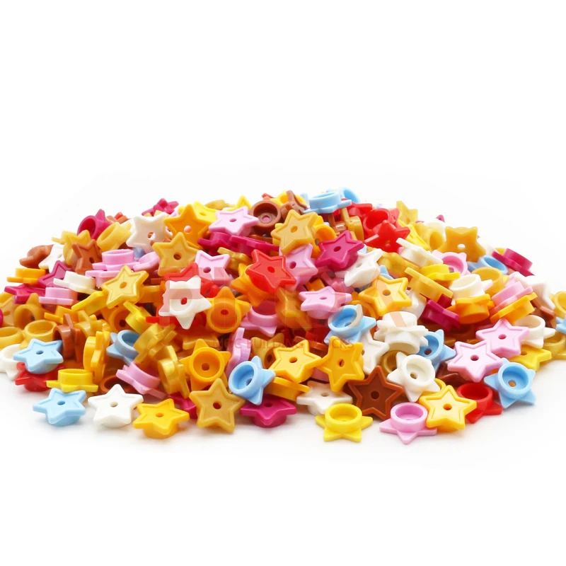 100pcs Moc 11609 Plate Round 1x1 with Star and Small Pin Hole DIY Building Blocks Bricks Compatible 28619 Assmble Particle