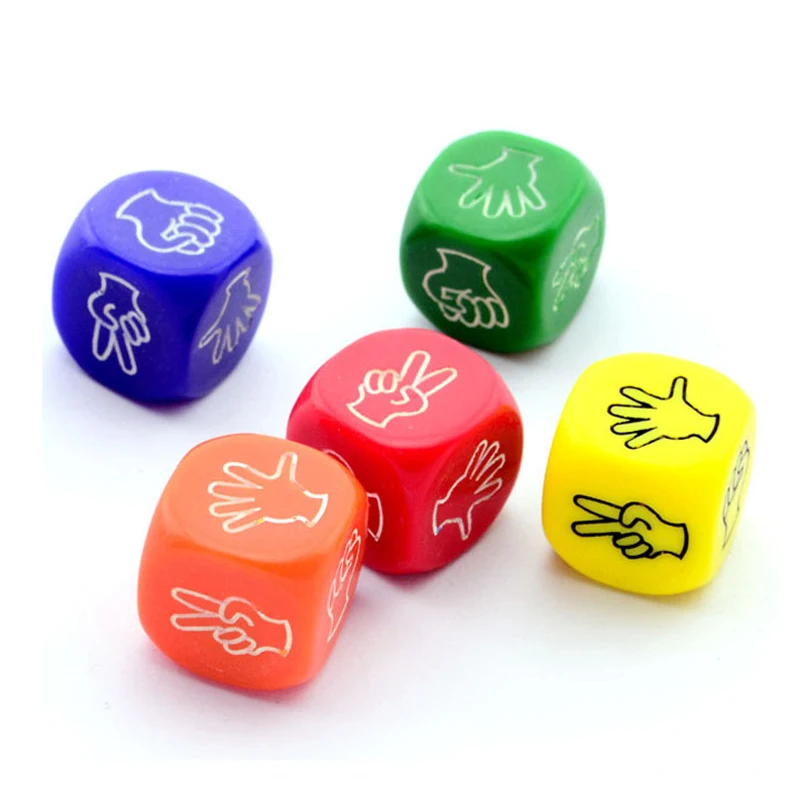 5PCS Funny Dice Finger Guessing Game Rock Paper Scissors Toy Juegos De Mesas Para Toda La Familia Drinking Party Favors