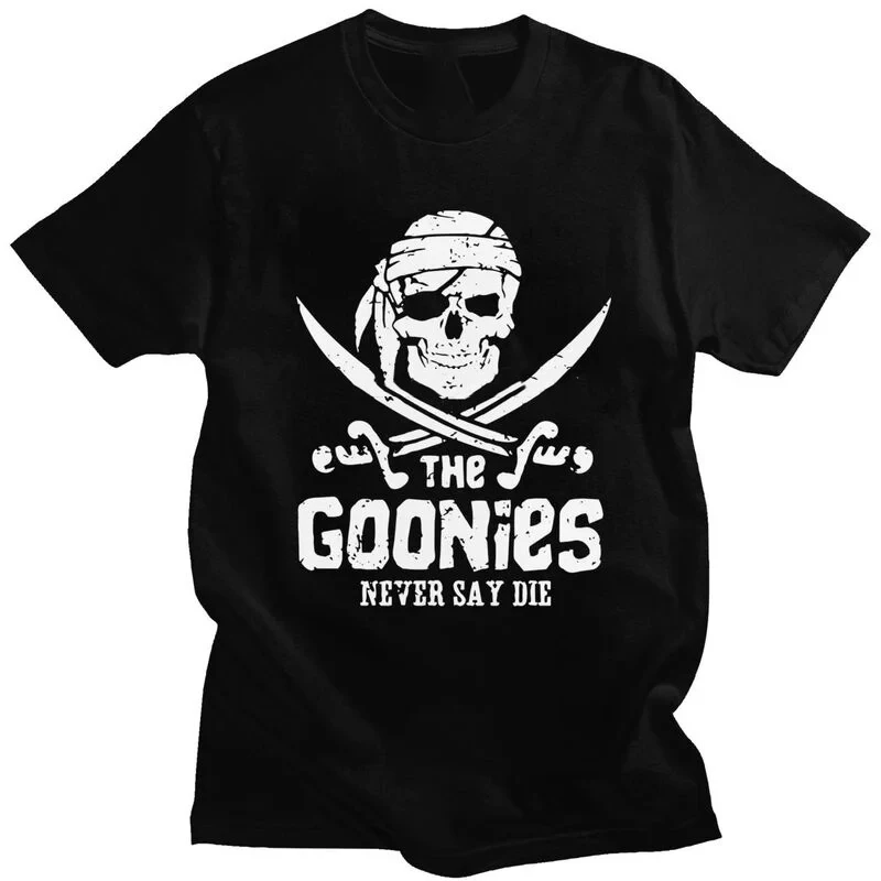 Handsome The Goonies Skull Pirates T Shirt Men Short Sleeve 100% Cotton T-shirt Graphic Movie Film Tee Streetwear 65761